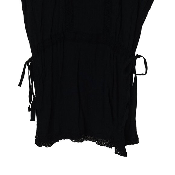 Abercrombie & Fitch Black Boho Lace Tunic Top XS/S Open Sides Tie Waist Coverup - Picture 6 of 6